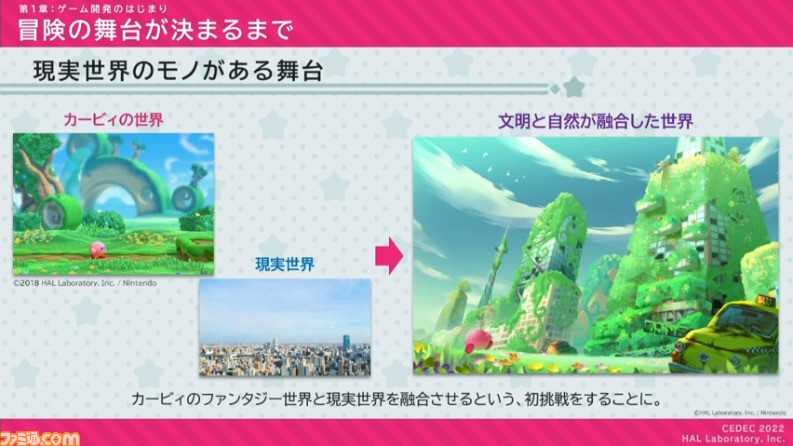 『星のカービィ ディスカバリー』におけるアートディレクションの手法が公開。“ほおばりヘンケイ”は、カービィの“すいこみ”とゴムマリのように変幻自在に変身する特性から誕生した【CEDEC 2022】