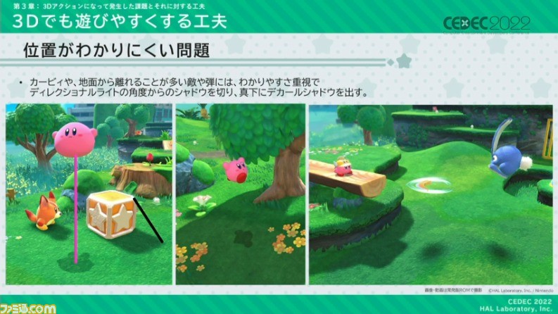 『星のカービィ ディスカバリー』におけるアートディレクションの手法が公開。“ほおばりヘンケイ”は、カービィの“すいこみ”とゴムマリのように変幻自在に変身する特性から誕生した【CEDEC 2022】