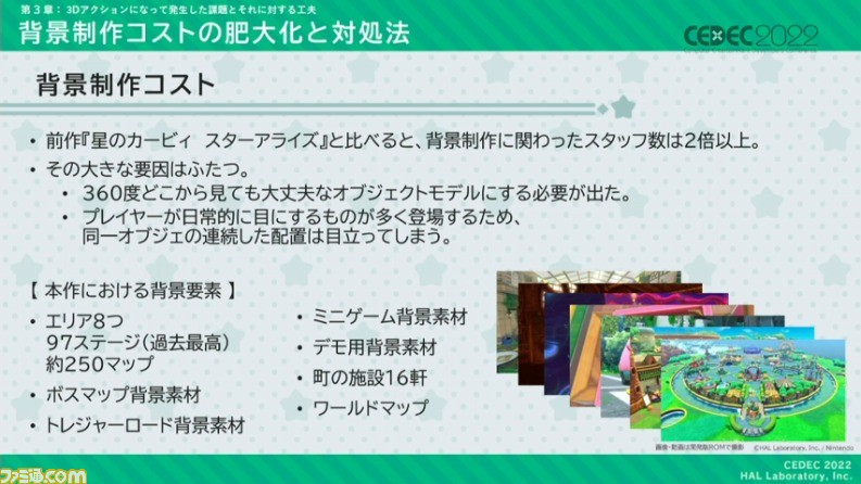 『星のカービィ ディスカバリー』におけるアートディレクションの手法が公開。“ほおばりヘンケイ”は、カービィの“すいこみ”とゴムマリのように変幻自在に変身する特性から誕生した【CEDEC 2022】