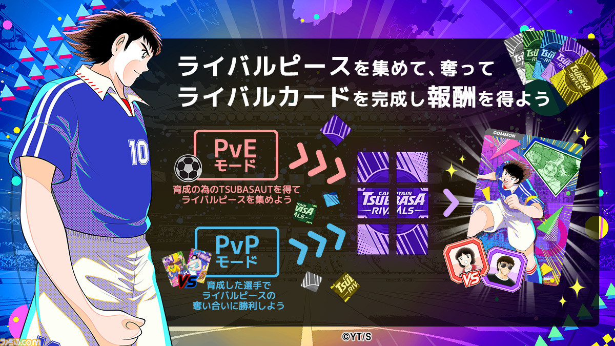 新感覚ブロックチェーンゲーム『キャプテン翼 -RIVALS-』が発表。PvPモード、PvEモードで集めたライバルピースを使って自分だけのカードを完成させよう