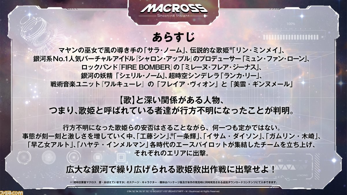 『マクロス シューティング インサイト』あらすじ公開。『マクロス7』バトル7を舞台に歴代エースパイロット&バルキリーが集結