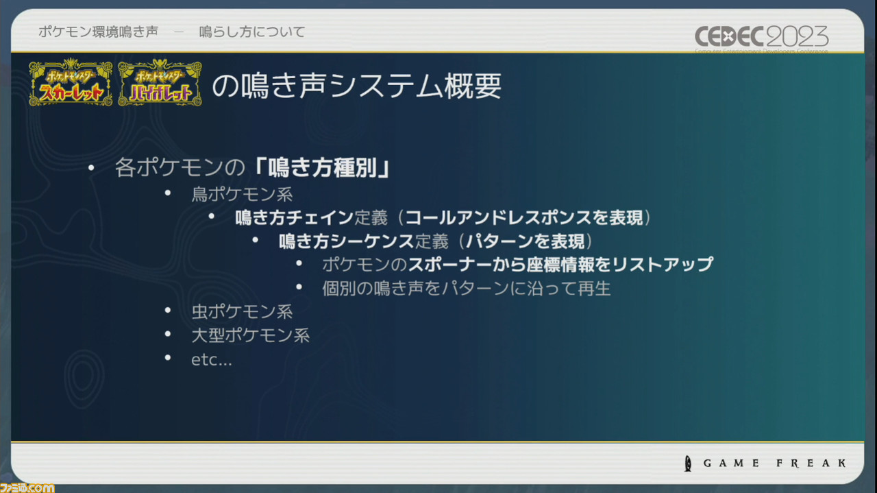 『ポケモン』世界のリアリティを生み出す鳴き声や環境音はどのように作り上げられたか【CEDEC2023】